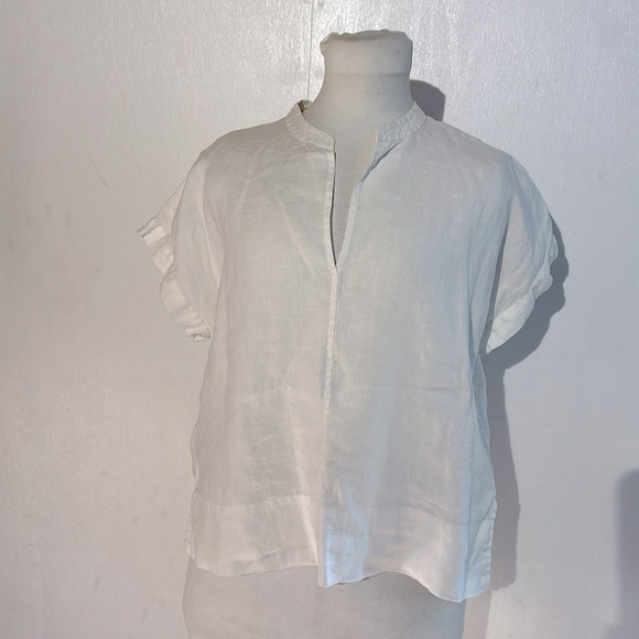 Everlane The Linen Split-Neck Top Sz 6 - Picture 3 of 7